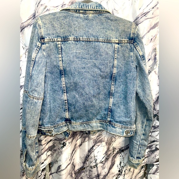 Y2K Vintage Free People Grunge Style acid wash Denim Jacket women size s - Picture 2 of 6